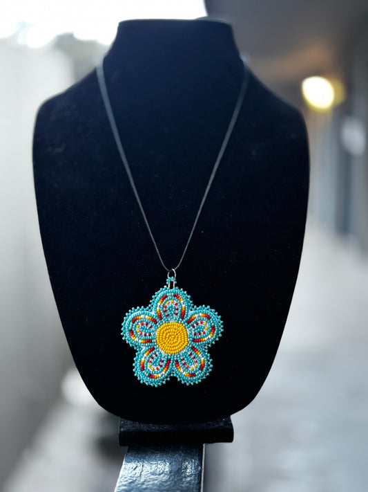 Turquoise daisy flower pendant