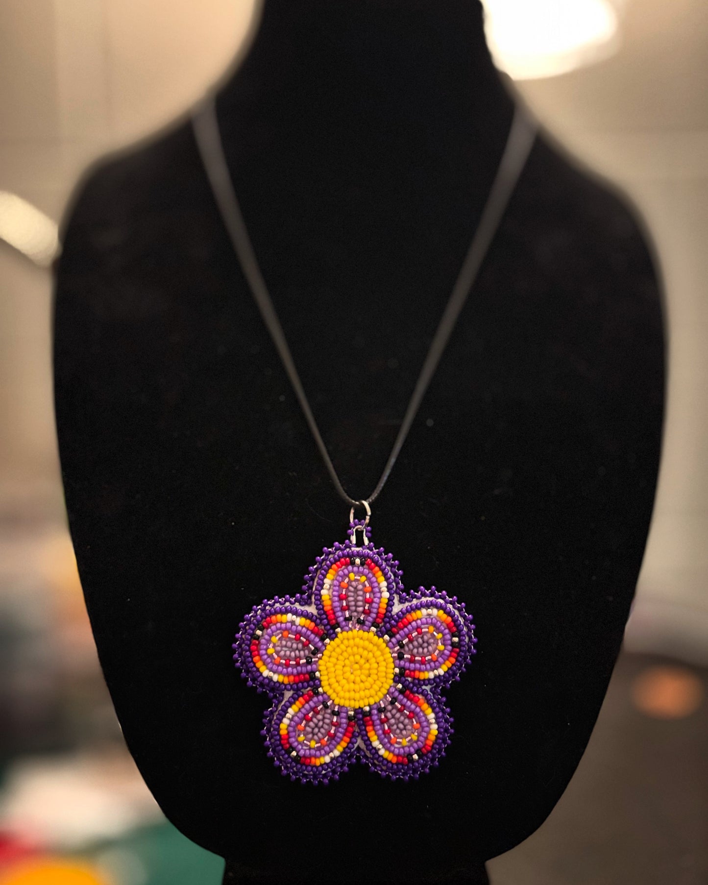 Purple daisy flower pendant